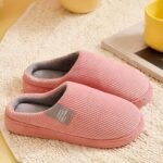 Soft Plush Cozy Ribbed Corduroy House Slippers Anti-skid Slip-on Shoes Indoor For Men Winter Shoes - Image 10