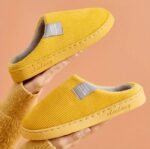 Soft Plush Cozy Ribbed Corduroy House Slippers Anti-skid Slip-on Shoes Indoor For Men Winter Shoes