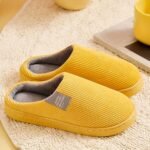 Soft Plush Cozy Ribbed Corduroy House Slippers Anti-skid Slip-on Shoes Indoor For Men Winter Shoes - Image 11